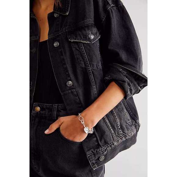 Free People Black Ripped Jean Jacket - Picture 9 of 10